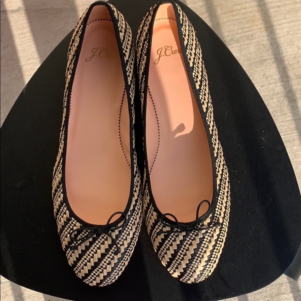 J Crew Striped Rafia Ballet